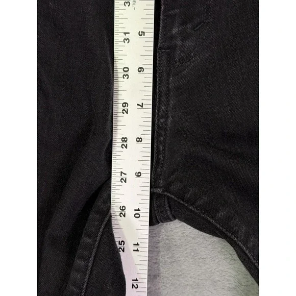 Levis 505 Jeans Womens 28 Black Dark Wash Denim Straight Mid Rise Stretch - Picture 4 of 10